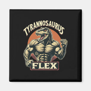 Aimant Tyrannosaure culturiste drôle Flex Gym T-rex Din
