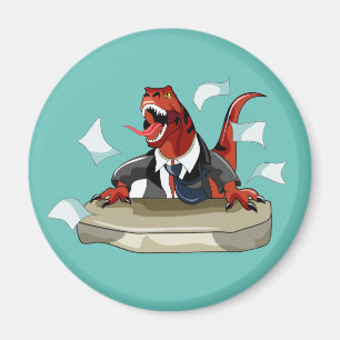 Aimant Tyrannosaurus Rex Boss Assis À Un Bureau.