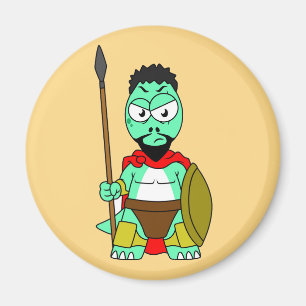 Aimant Tyrannosaurus Rex Habillé Comme Leonidas.