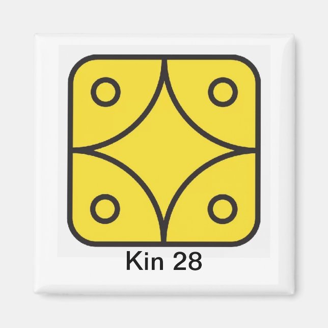 Aimant Tzolkin Estrela Amarela Kin 28 (Devant)