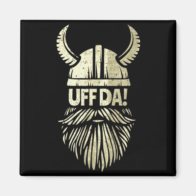 Aimant Uff Da Norwegian Quote Scandinavian Viking Helmet  (Devant)