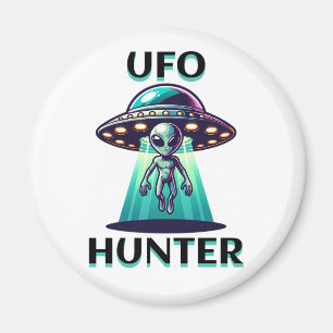 Aimant UFO Hunter Ai Art avec UFO et Alien