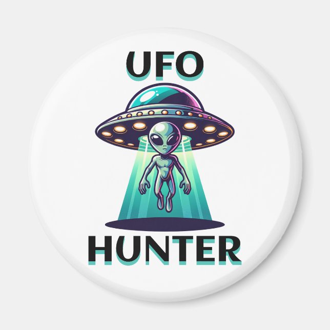Aimant UFO Hunter | Ai Art avec UFO et Alien (Devant)