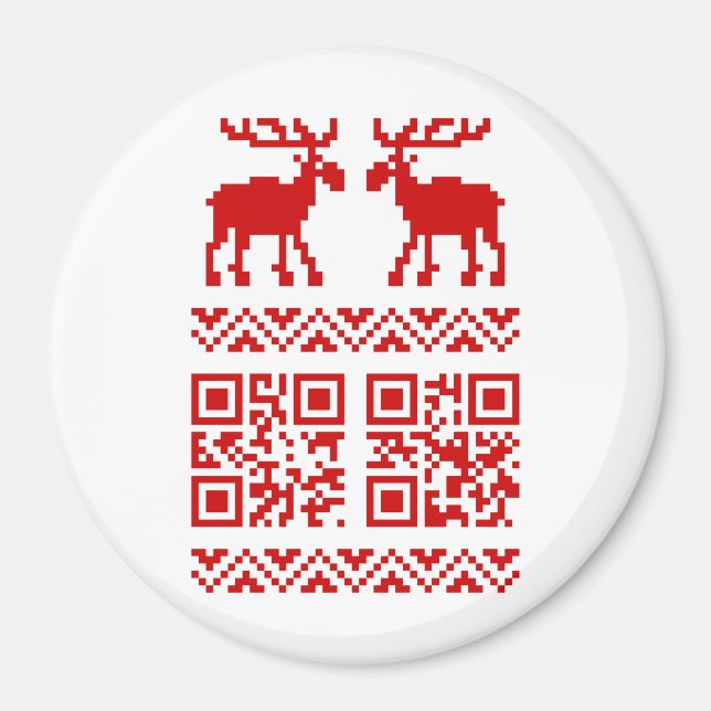 Aimant Ugly Christmas Sweater QR Code Happy New Year ! (Devant)
