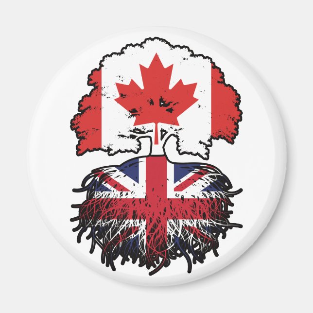 Aimant UK British Canadian Canada Tree Roots (Devant)