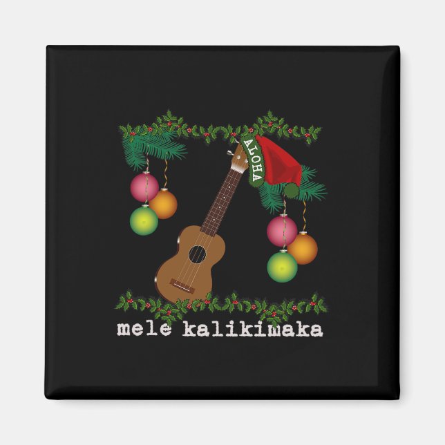 Aimant Uke Mele Kalikimaka Ukulele Chansons de Noël Aloha (Devant)
