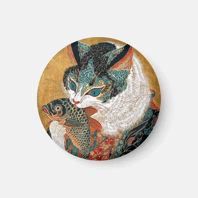 Aimant Ukiyo-e Cat | Art japonais (Devant)