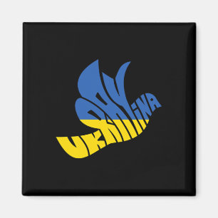 Aimant Ukraine Colombe de la Paix Word Art - Fierté Ukrai