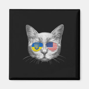 Aimant Ukraine Drapeau américain Racines Chat Ukrainien A