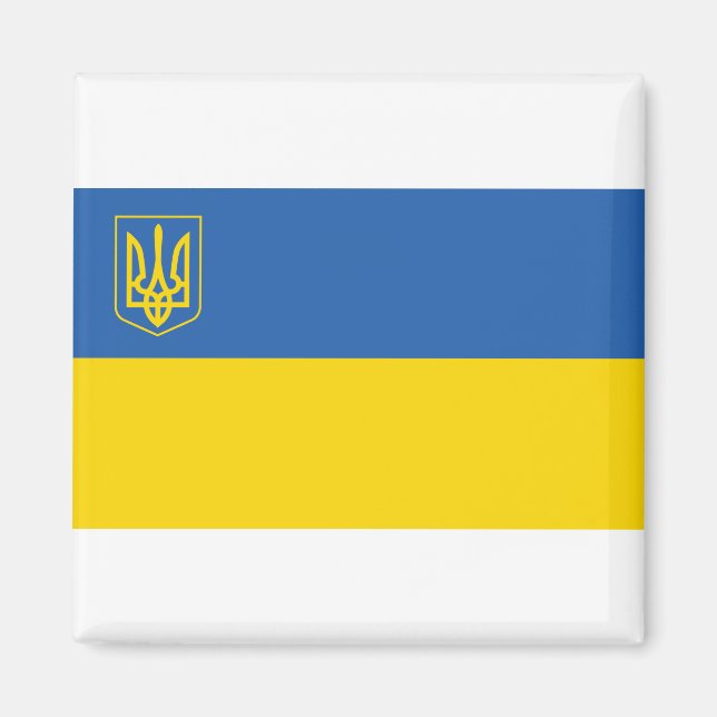 Aimant Ukraine - Drapeau avec trident (Devant)