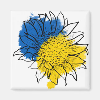 Aimant Ukraine Soutien aux tournesols bleu et jaune