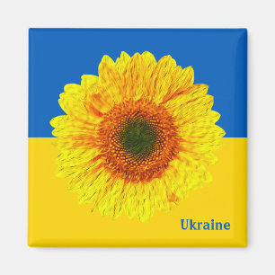 Aimant Ukraine Tournesol & drapeau ukrainien / Fleur