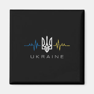 Aimant Ukrainien Tryzub Drapeau Battement de coeur - Ukra
