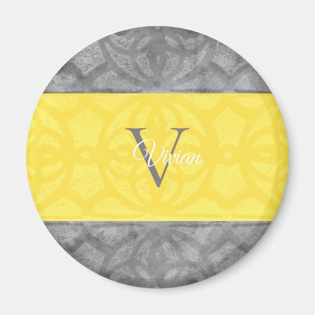 Aimant Ultimate Grey et illuminant Monogramme Jaune (Devant)