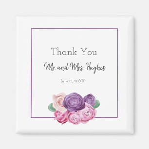 Aimant Ultra violet et rose Roses mariage merci