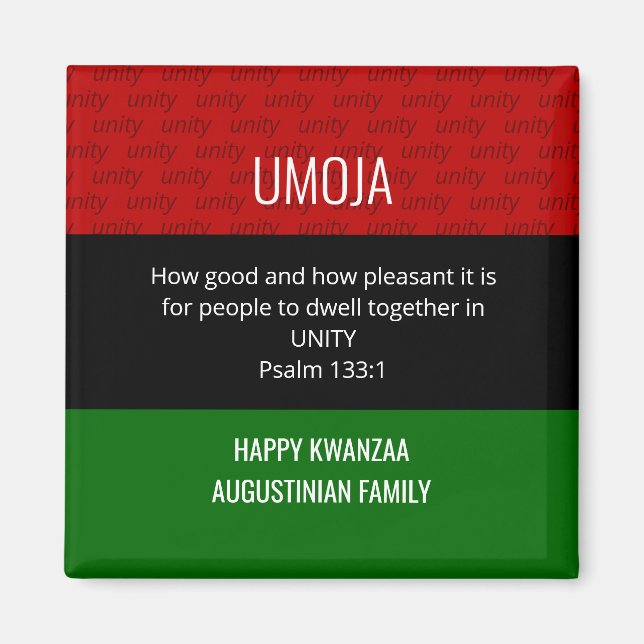 Aimant UMOJA Unité personnalisée Happy Kwanzaa (Devant)