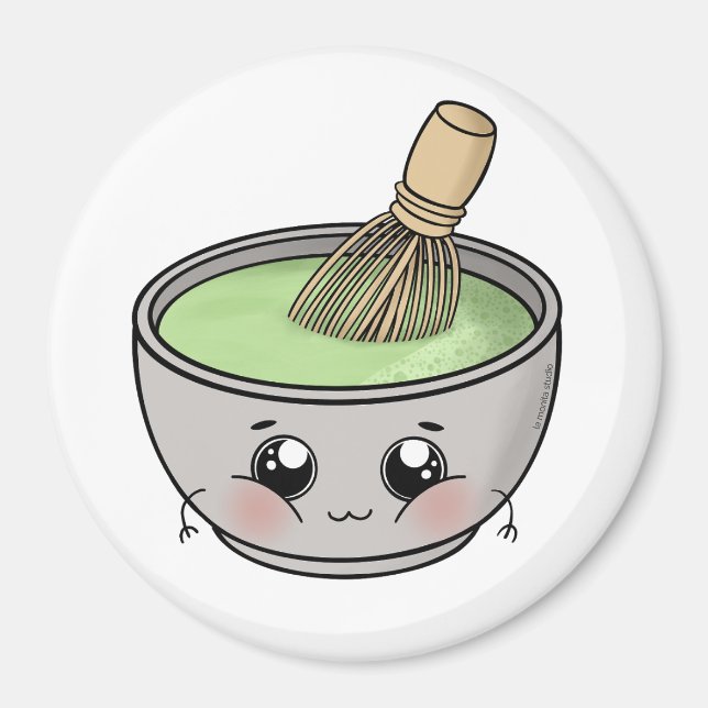 Aimant Un bol mignon de thé matcha - Kawaii (Devant)