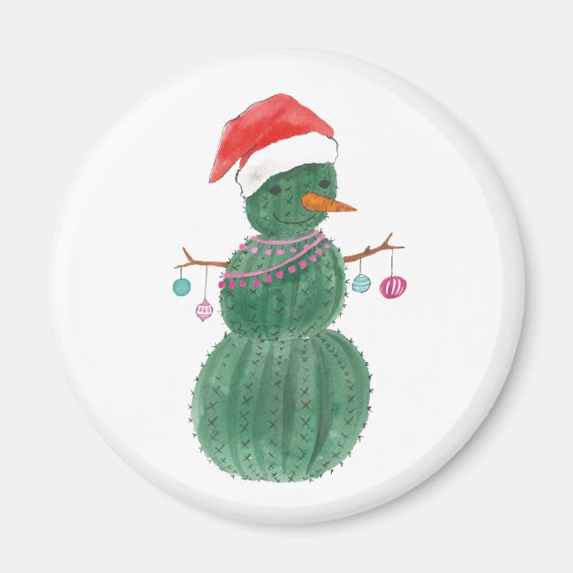Aimant Un bonhomme de neige de Noël très cactus (Devant)