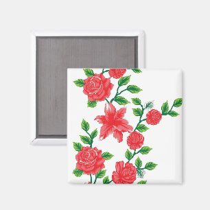 Aimant un bouquet de fleurs rouges sur un arrière - plan
