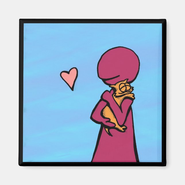 Aimant Un chat aime les câlins (Devant)