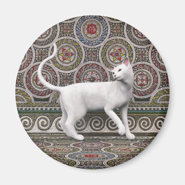 Aimant Un chat sur l'aimant en mosaïque (Devant)