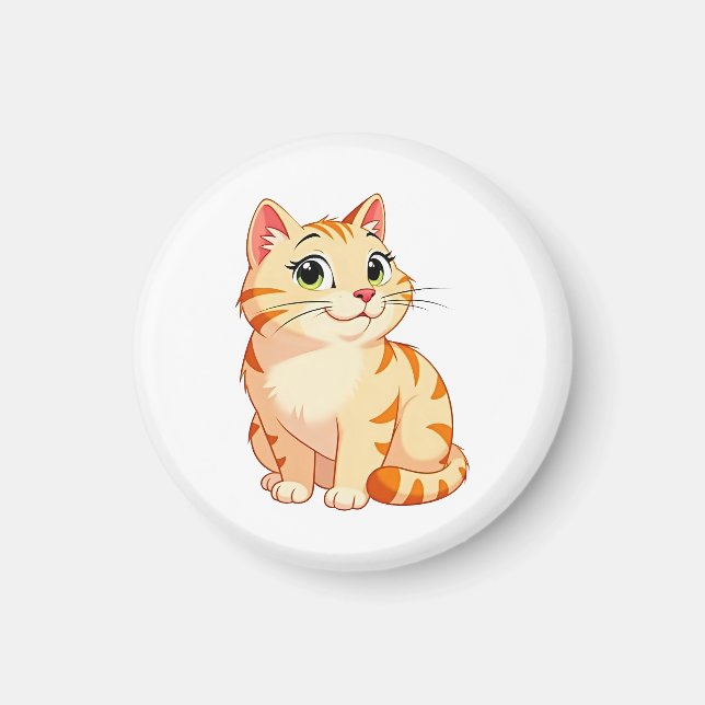 Aimant un chat tigré orange de dessin animé (Devant)