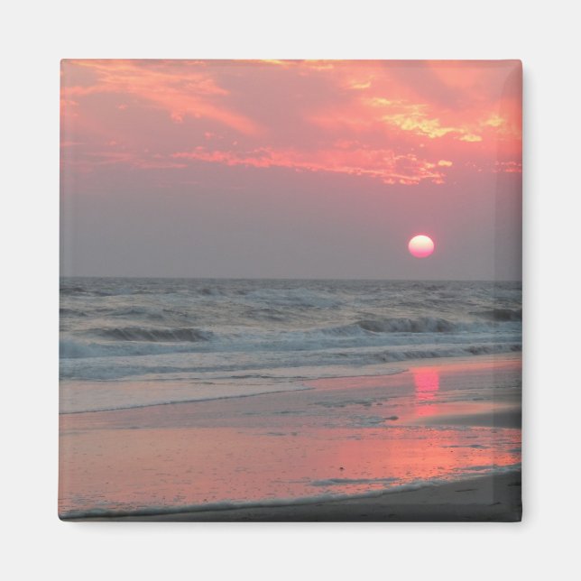 Aimant Un coucher de soleil parfait - Oak Island, NC (Devant)