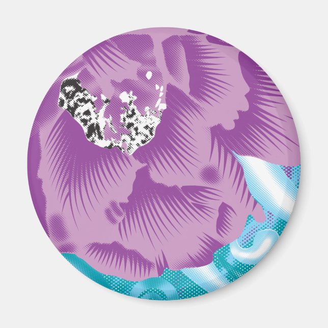 Aimant Un design textile dynamique avec violet et turq (Devant)