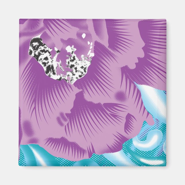 Aimant Un design textile dynamique avec violet et turq (Devant)