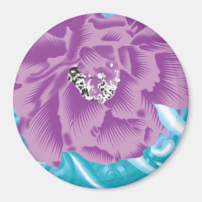 Aimant Un design textile dynamique avec violet et turq (Devant)