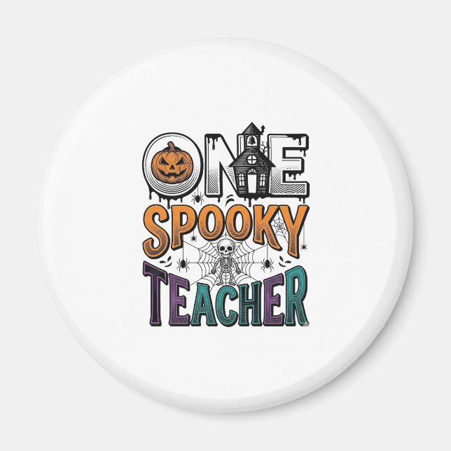 Aimant Un design vectoriel Halloween d'un professeur effr (Devant)