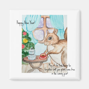 Aimant Un dessin cosy d'un mignon écureuil