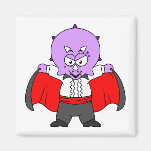 Aimant Un Dinosaure De Ceratops Habillé Comme Comte Dracu