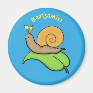 Aimant Un escargot mignon et heureux sur une illustration