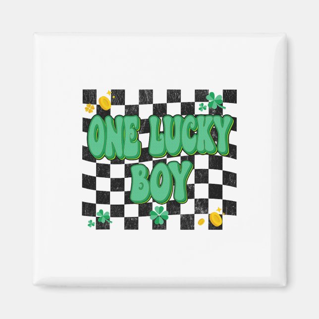 Aimant Un garçon chanceux Saint-Patrick Groovy Shamrock i (Devant)