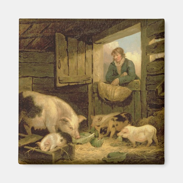 Aimant Un garçon regardant dans un cochon Sty, 1794 (huil (Devant)