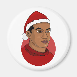 Aimant Un homme avec le Père Noël casquette dessin animé