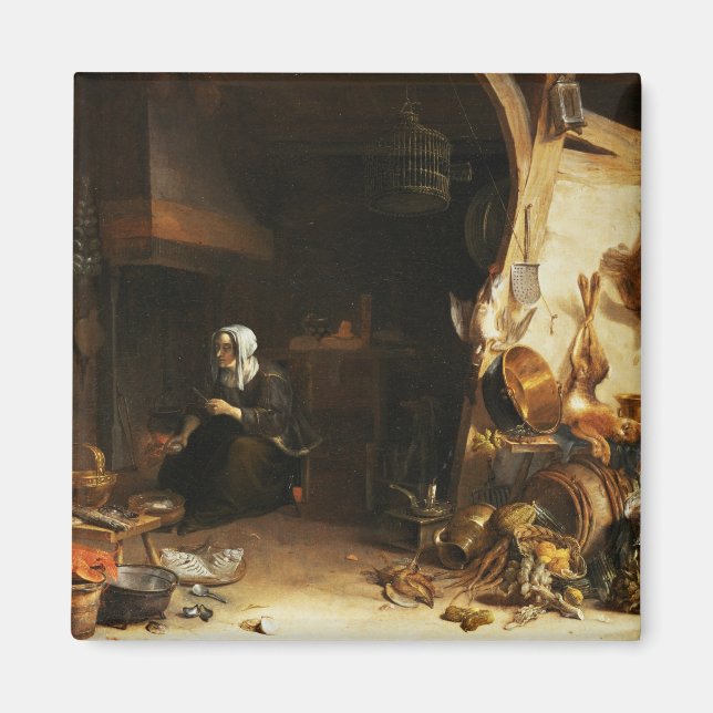 Aimant Un intérieur cuisine avec une serveuse (Devant)