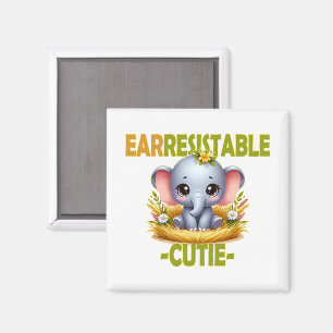 Aimant Un jeu de mots amusant de Cutie. Caricature de Bab