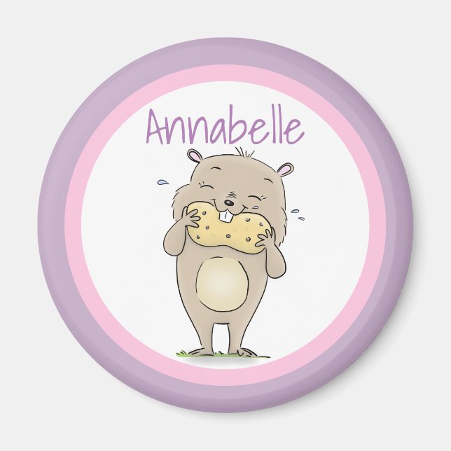 Aimant Un joli hamster en train de manger un dessin animé (Devant)