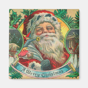 Aimant Un Joyeux Noël Père Noël et scène de renne