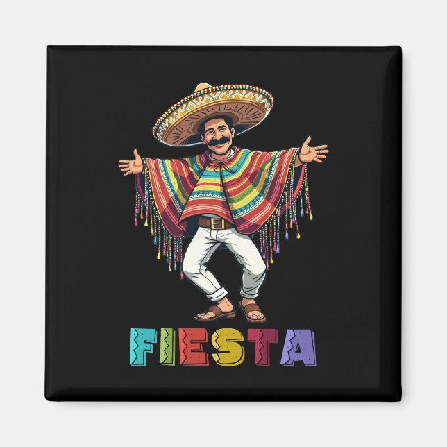 Aimant Un Mexicain À Poncho Danser Fiesta Cinco de Mayo (Devant)