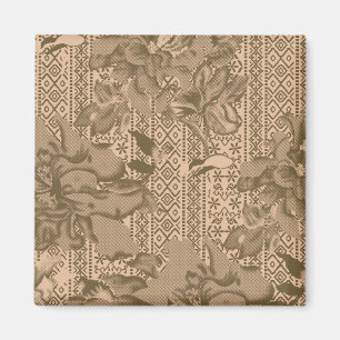Aimant Un motif floral vintage avec desi marron complexe