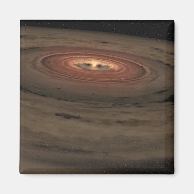 Aimant Un nain marron entouré d'un disque tourbillon (Devant)