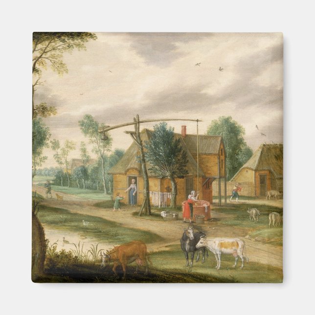 Aimant Un paysage de village (Devant)