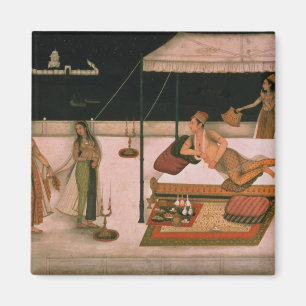 Aimant Un prince de Mughal recevant une dame la nuit