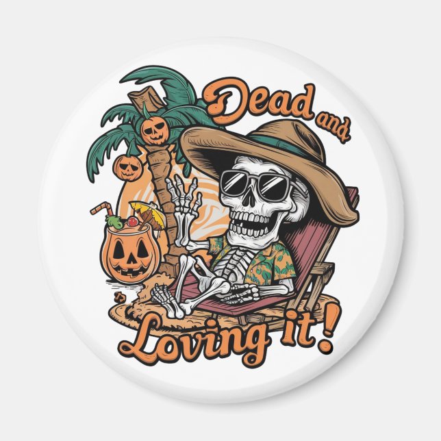 Aimant Un squelette portant des lunettes de soleil et s'a (Devant)