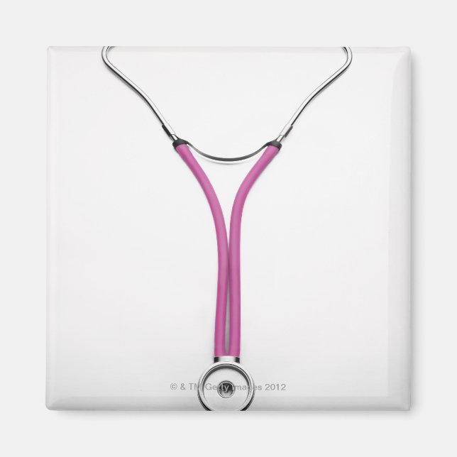 Aimant Un stéthoscope de médecins rose affichant le symbo (Devant)
