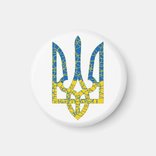 Aimant Un trident ukrainien texturé drapeau d'Ukraine cou
