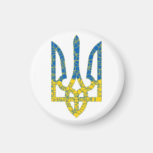 Aimant Un trident ukrainien texturé drapeau d'Ukraine cou (Devant)